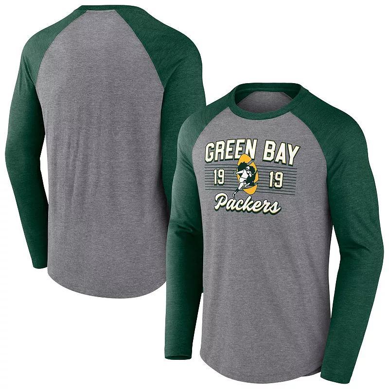 Men's Fanatics  Heather Gray New England Patriots Weekend Casual Raglan Long Sleeve T-Shirt, Size: Medium, Grey Product Image