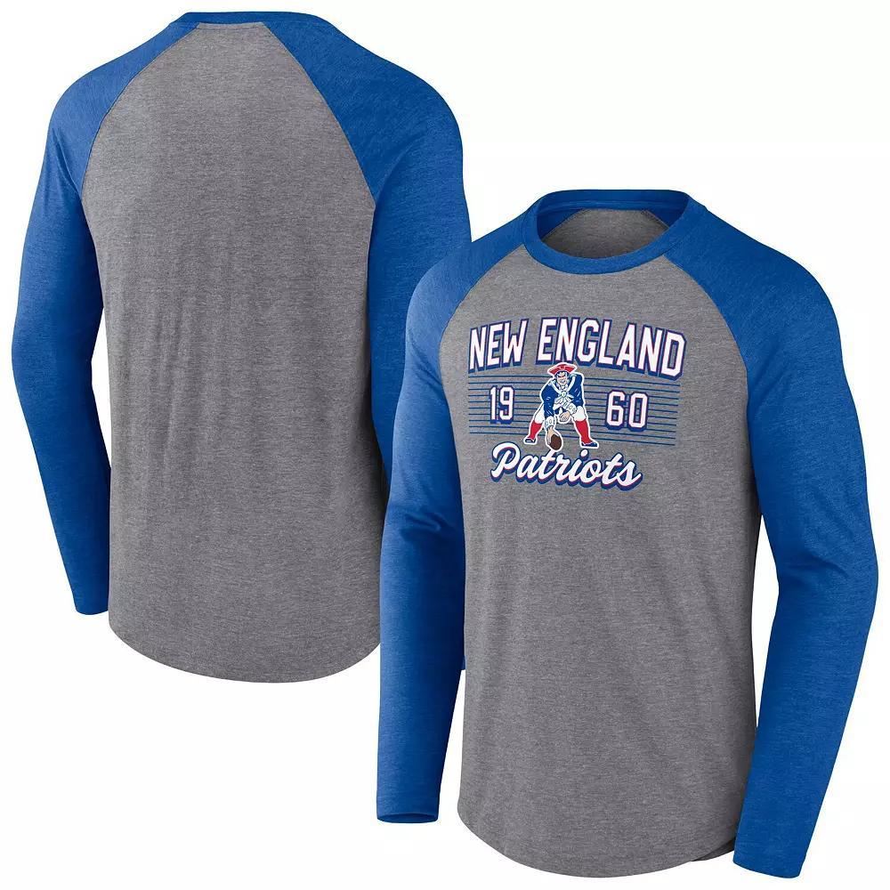 Men's Fanatics  Heather Gray New England Patriots Weekend Casual Raglan Long Sleeve T-Shirt, Size: Medium, Grey Product Image