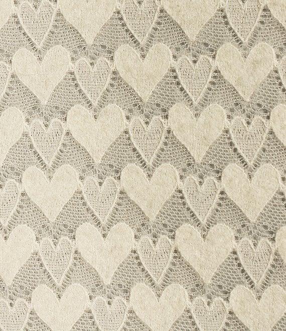 Evolutionary Heart-Printed Knit Mock Neck Long Sleeve Top Product Image