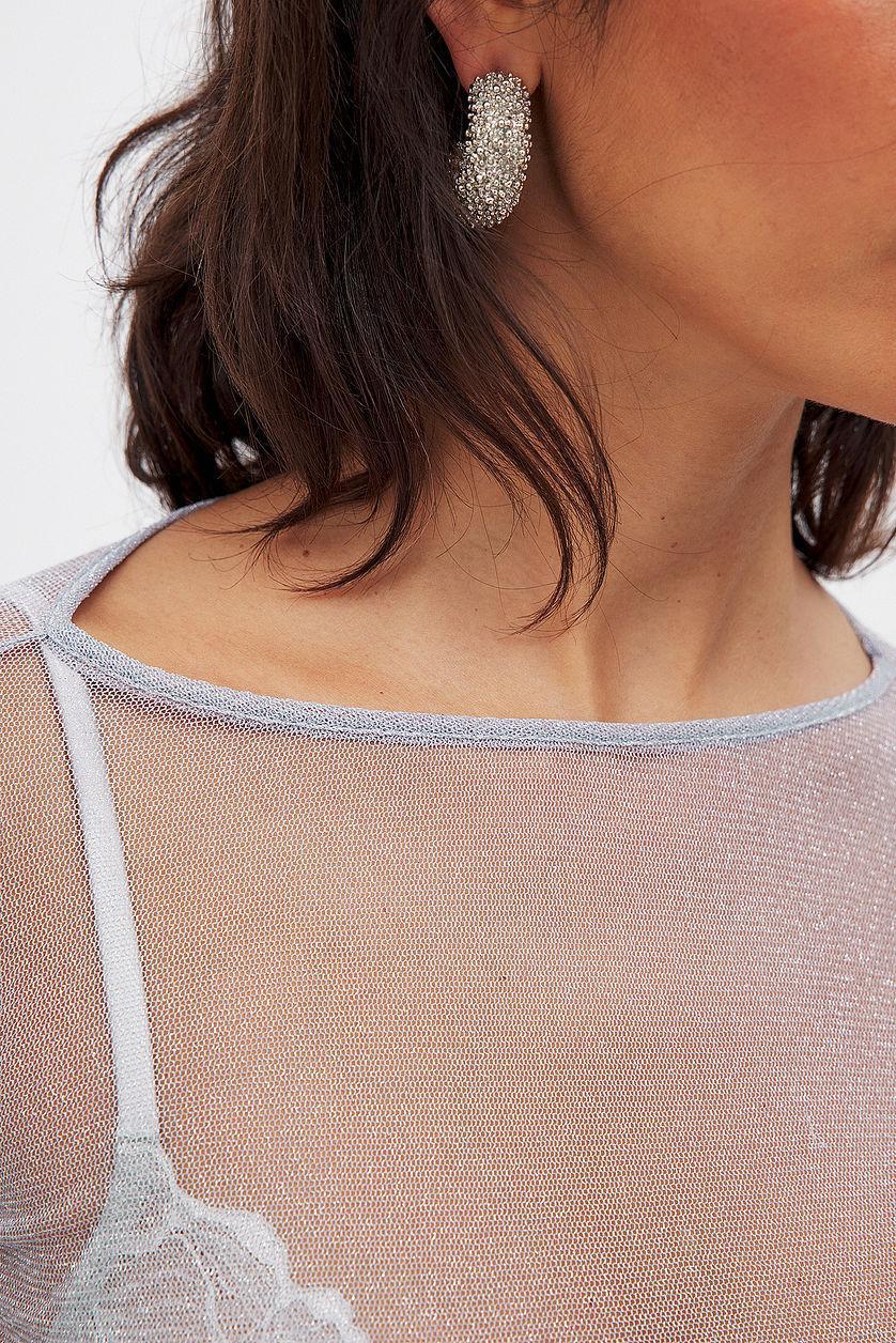 Long Sleeve Glitter Mesh Top Product Image