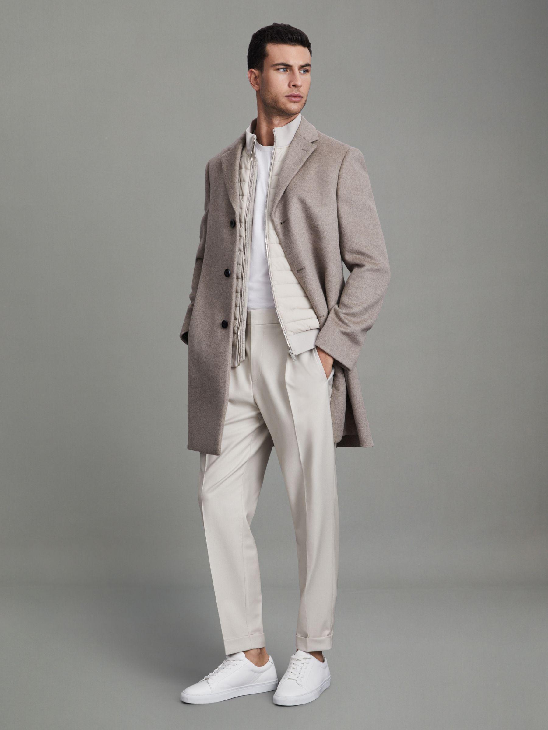 Relaxed Drawstring Trousers with Turn-Ups in Stone Product Image