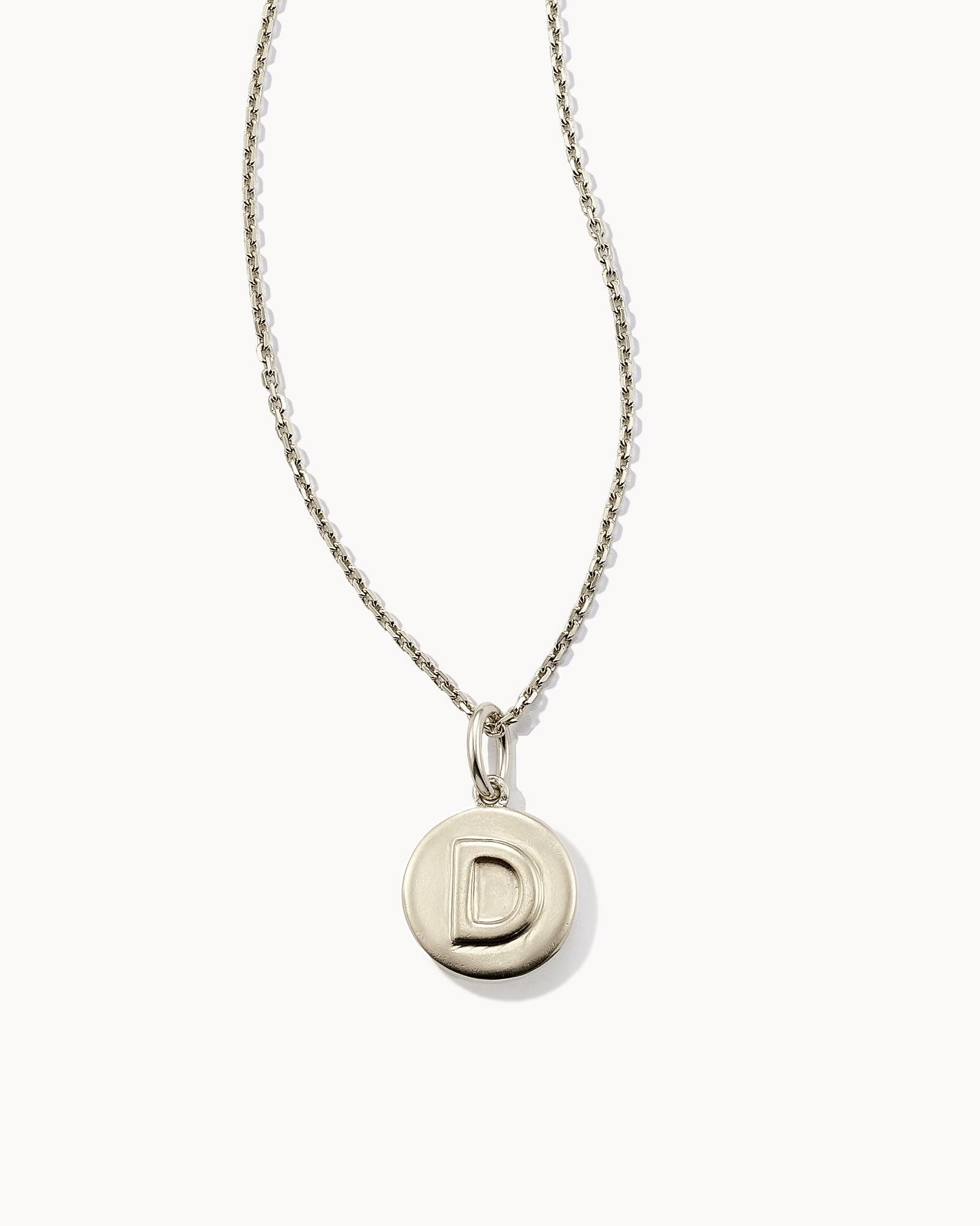 Letter A Coin Pendant Necklace in Oxidized Sterling Silver Product Image