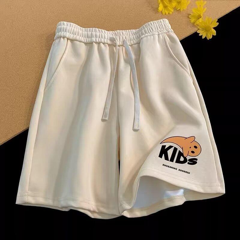 Drawstring Waist Cartoon Print Sweat Shorts Product Image