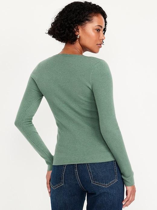 Long-Sleeve Ribbed Sweater Product Image