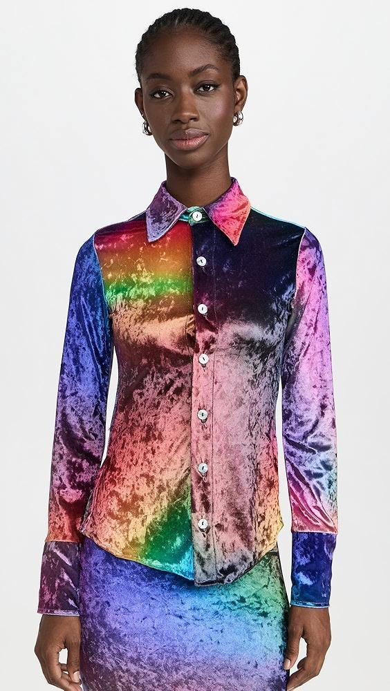 BruceGlen Crushed Velvet Prism Button-up | Shopbop Product Image