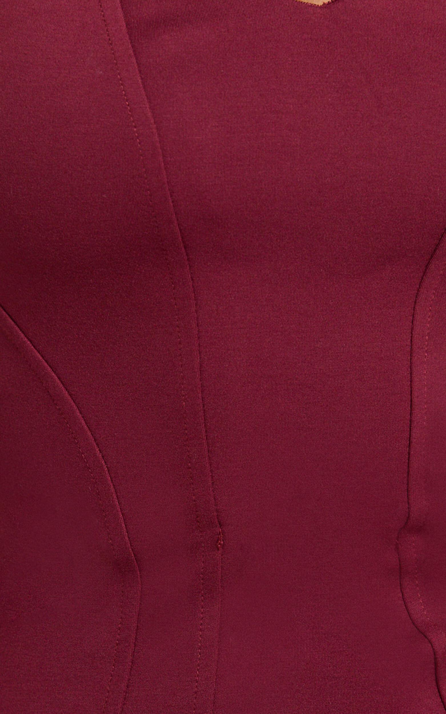 Oriella Maxi Dress - Panelled Thigh Split Strapless Dress in Wine Product Image