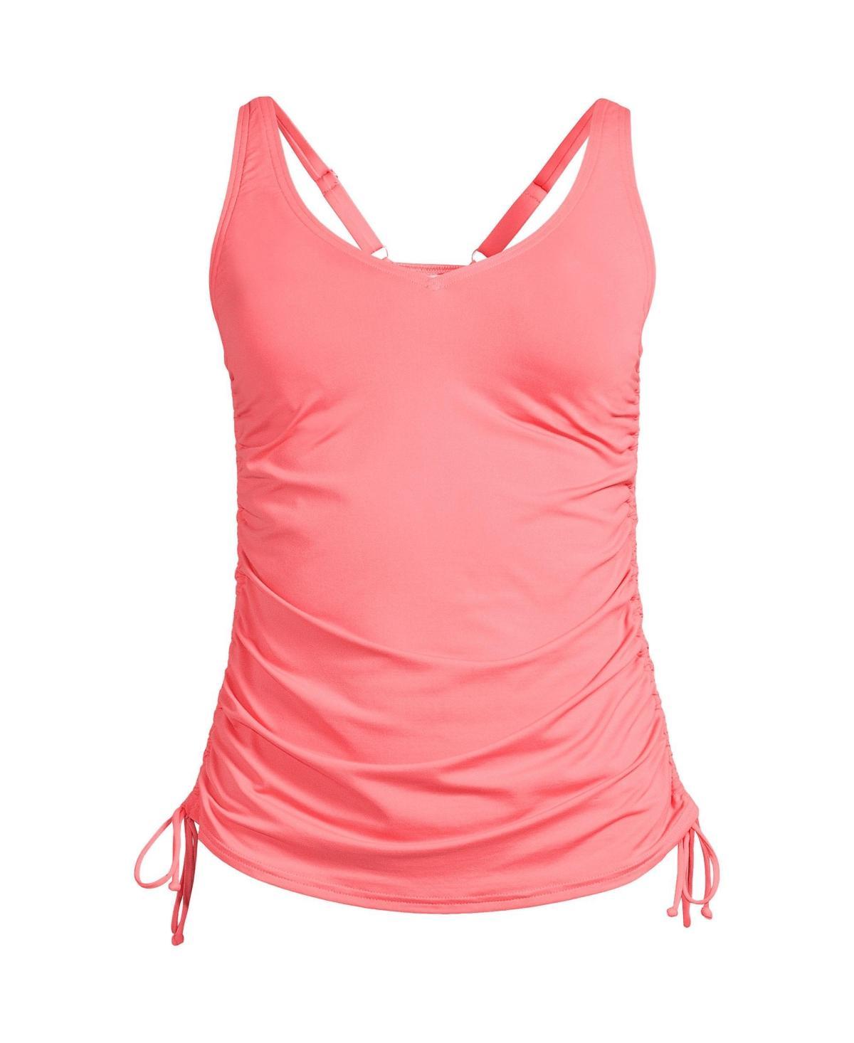 Womens Lands End Ruched-Sides V-Neck UPF 50 Tankini Swimsuit Top Product Image