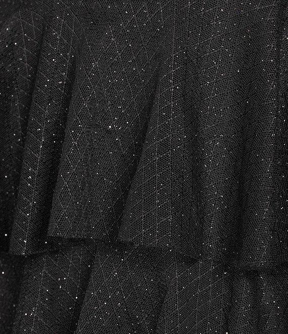 Honey and Rosie Sweetheart Off Shoulder Mesh Drape Ruffle Skirt Dress Product Image