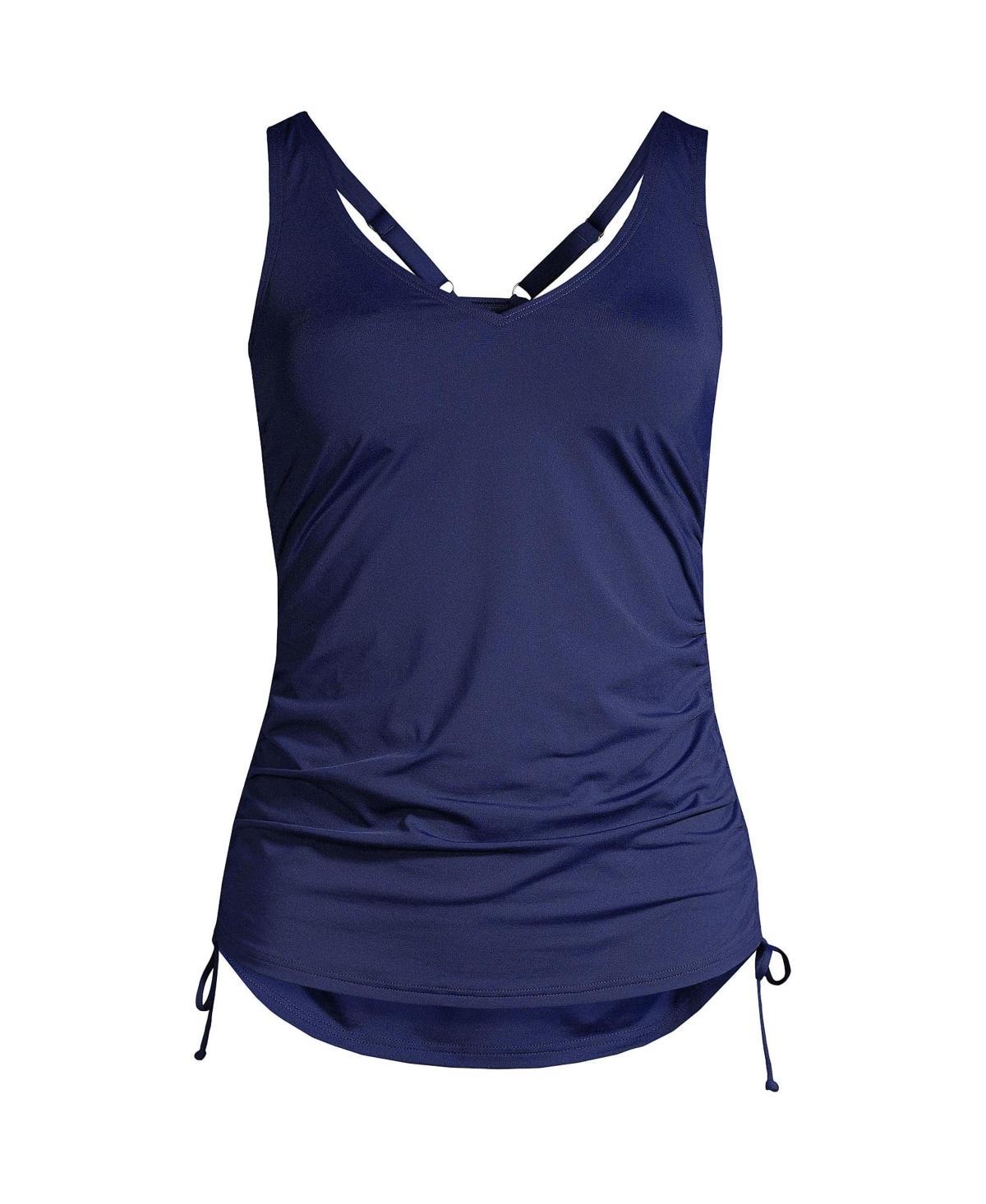 Womens Lands End Ruched-Sides V-Neck UPF 50 Tankini Swimsuit Top Product Image