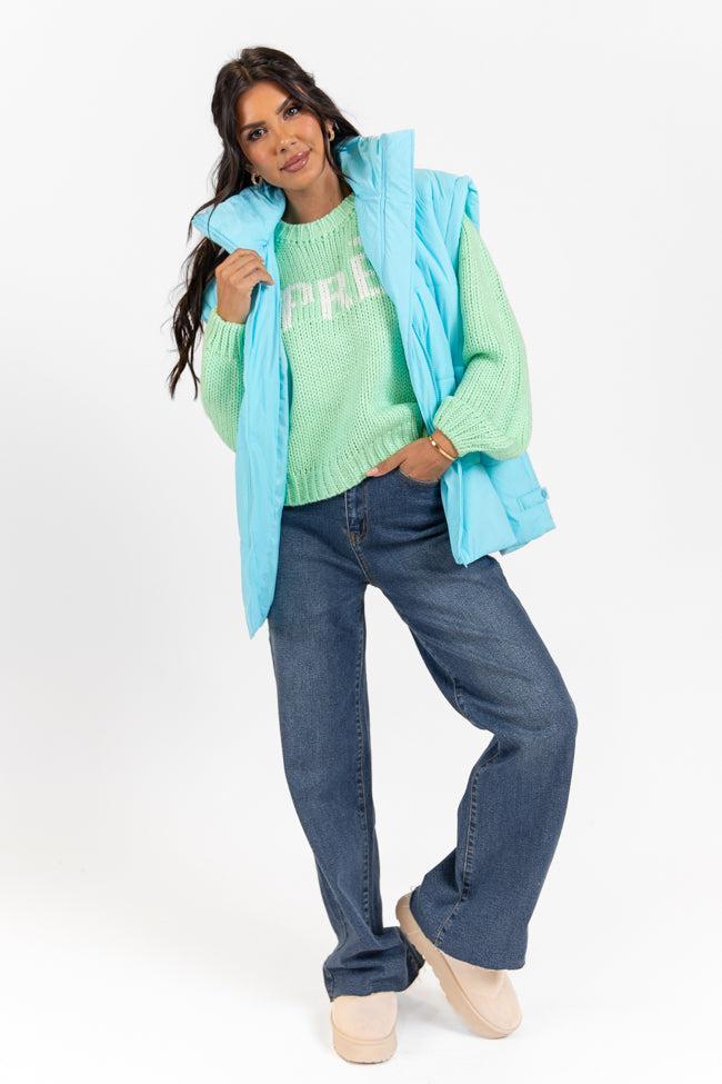 Going Upstate Blue Oversized Puffer Vest Product Image