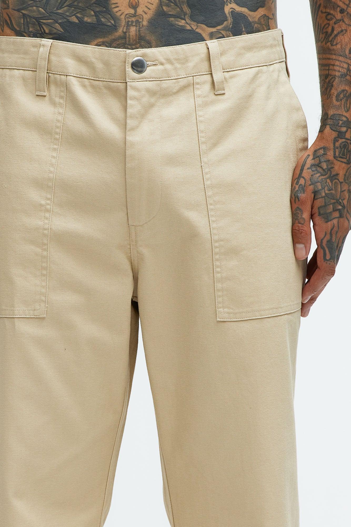 Berry Fatigue Straight Pants - Khaki Product Image