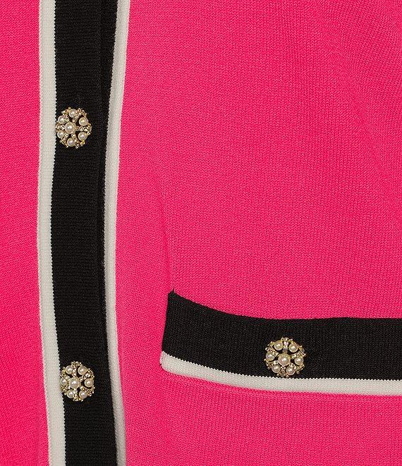 KARL LAGERFELD PARIS Knit Crew Neck Long Sleeve Embellished Button-Front Cardigan Product Image