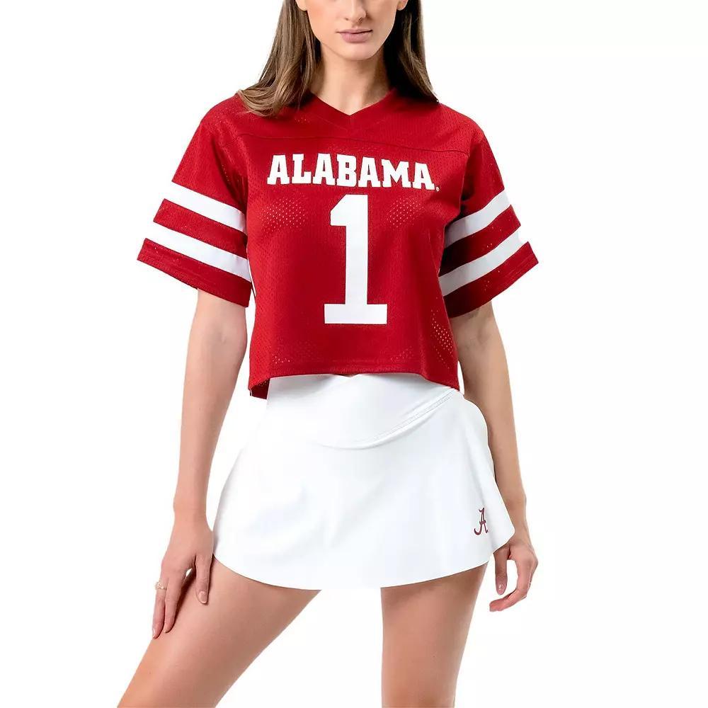 Women's Established & Co. Crimson Alabama Crimson Tide Fashion Boxy Cropped Football Jersey, Size: XL, Red Product Image
