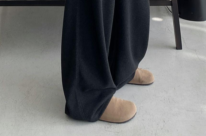 Elastic Waist Plain Wide Leg Sweatpants Product Image