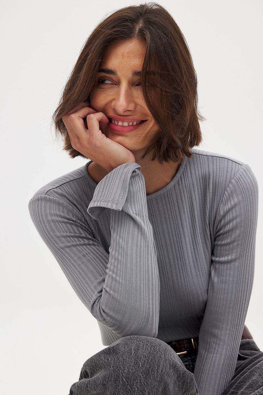 Irregular Rib Long Sleeve Top Product Image