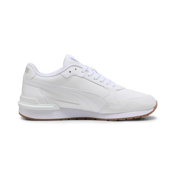 PUMA ST Runner v4 Leather Men's Sneakers in White/Glacial Grey/Gum Product Image