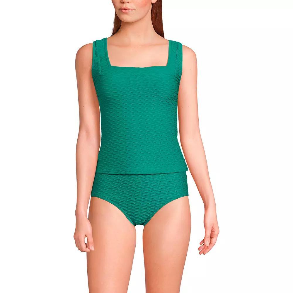 Womens Lands End Textured Square Neck Tankini Swimsuit Top Island Green Product Image