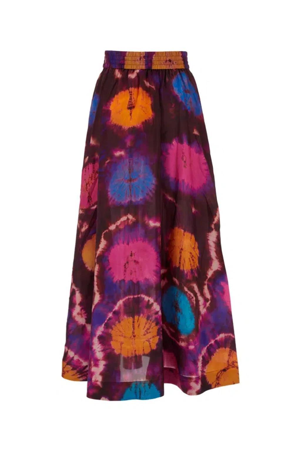 Flared Midi Skirt In Tie-dye Print In Tiedyemulti Product Image