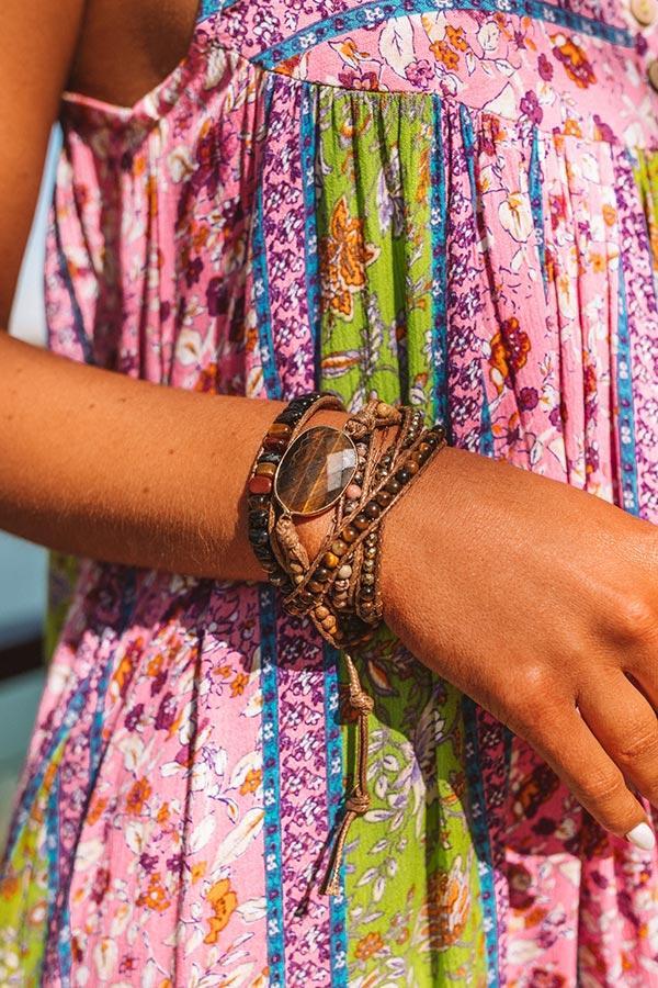 Sangria Cruise Semi Precious Wrap Bracelet In Black Product Image