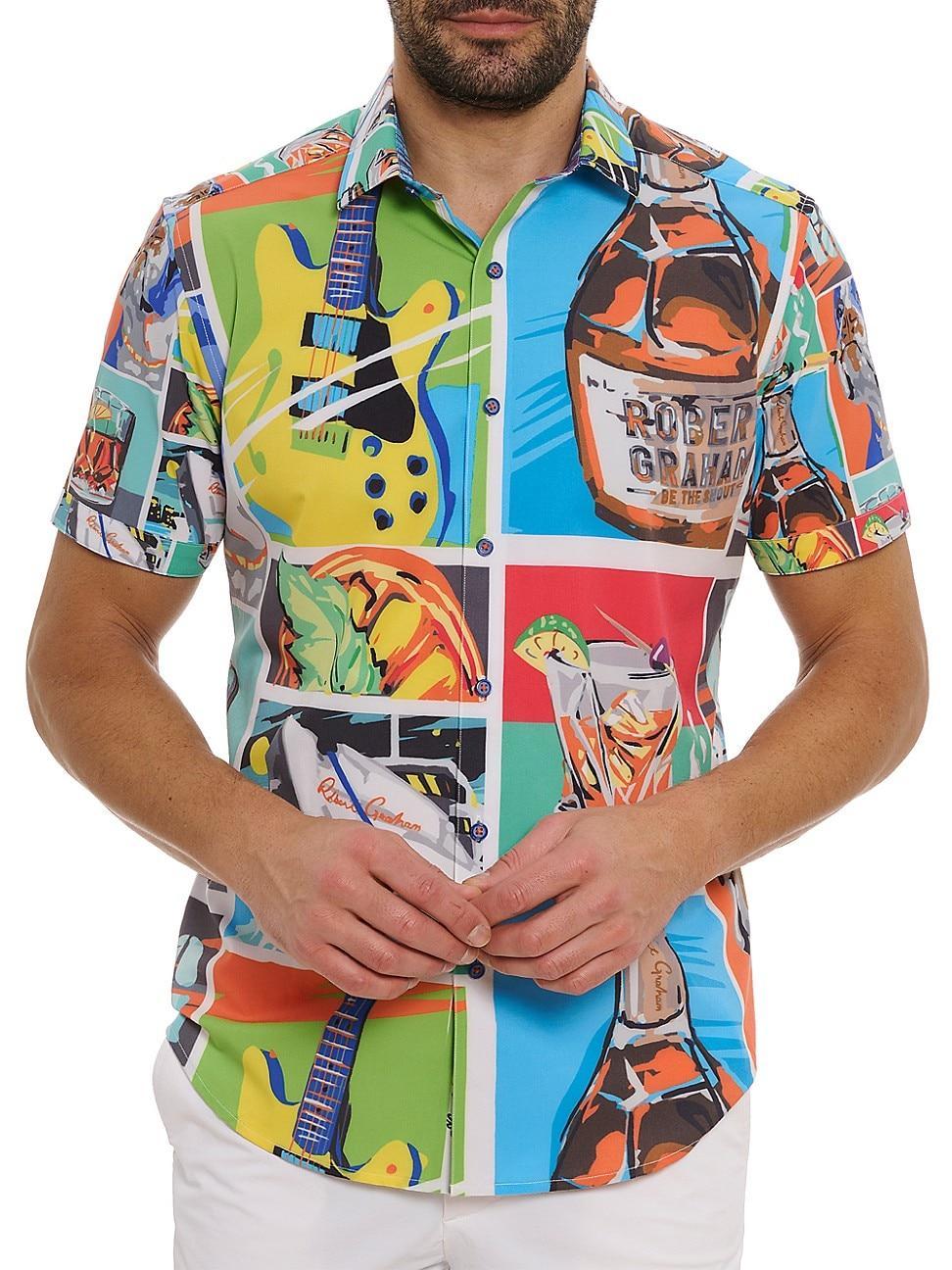 Mens Fiesta De Verano Graphic Button-Front Shirt Product Image