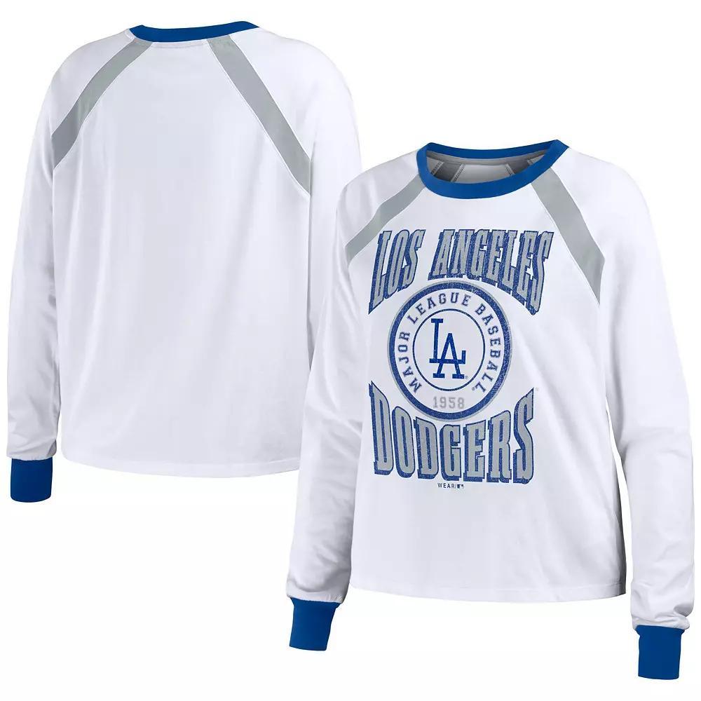 Women's WEAR by Erin Andrews White Los Angeles Dodgers Raglan Long Sleeve T-Shirt at Nordstrom,  Product Image