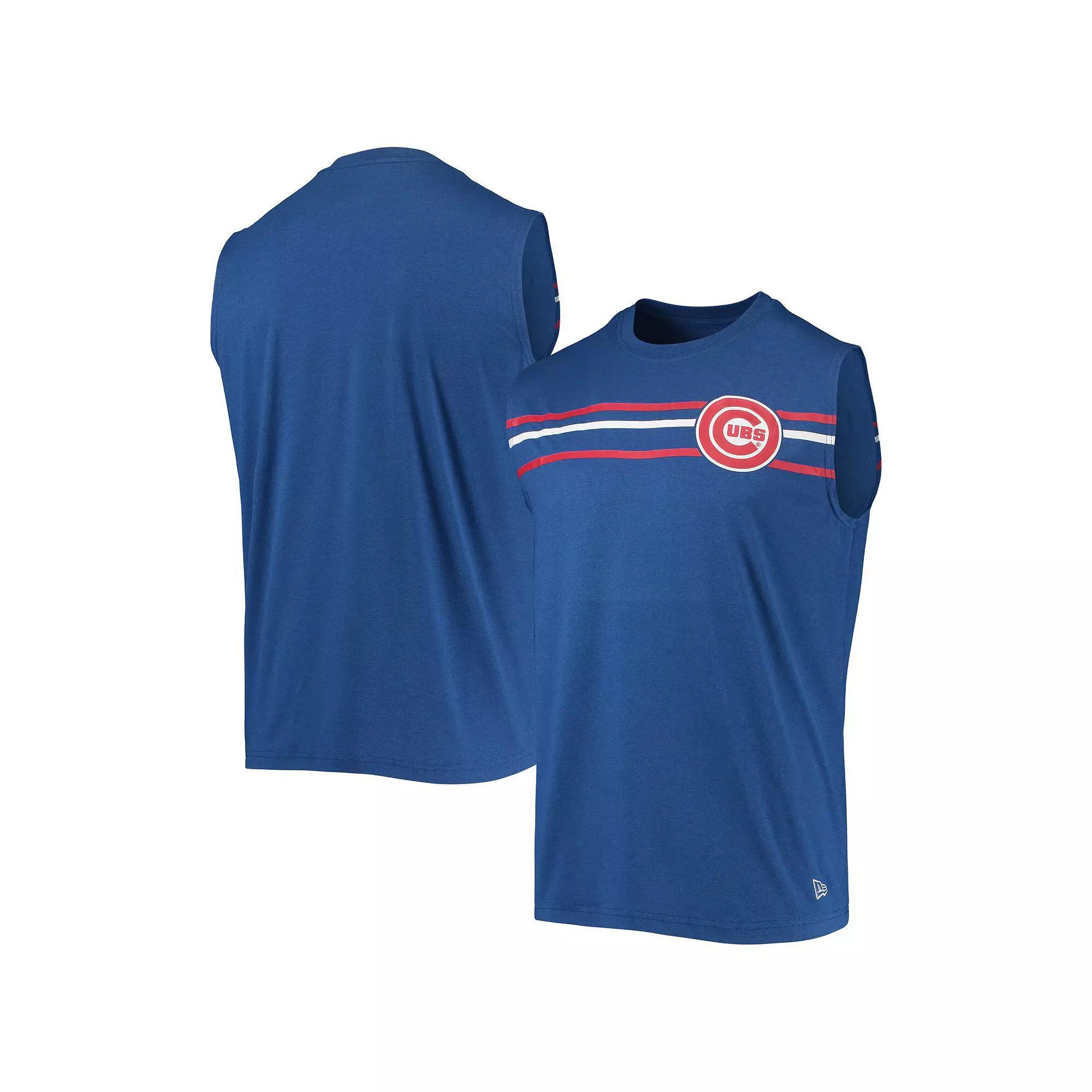 Men's New Era Heathered Royal Chicago Cubs Muscle Tank Top, Size: Small, Blue Product Image