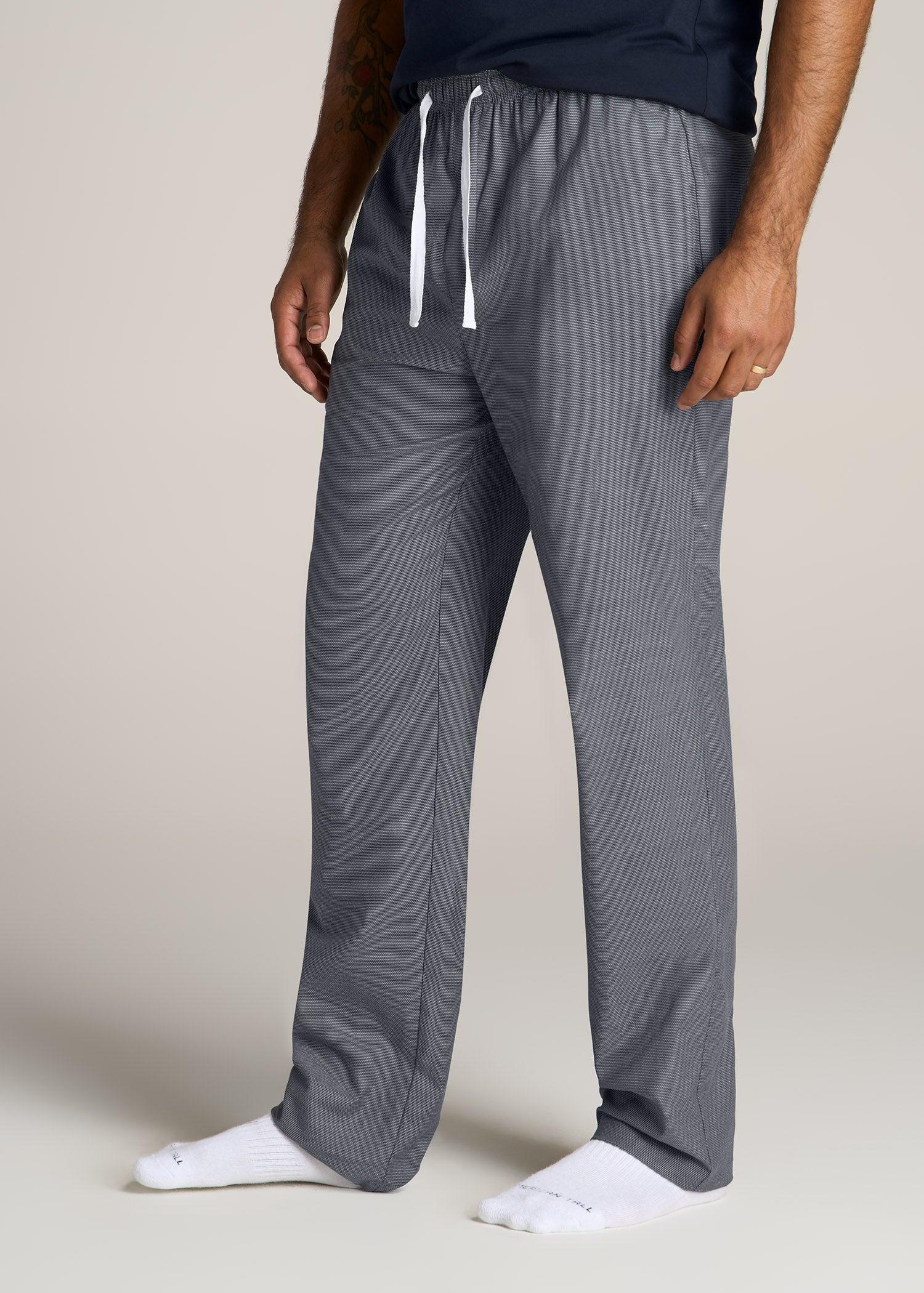 Woven Pajama Pants for Tall Men in Grey Pin Dot Product Image