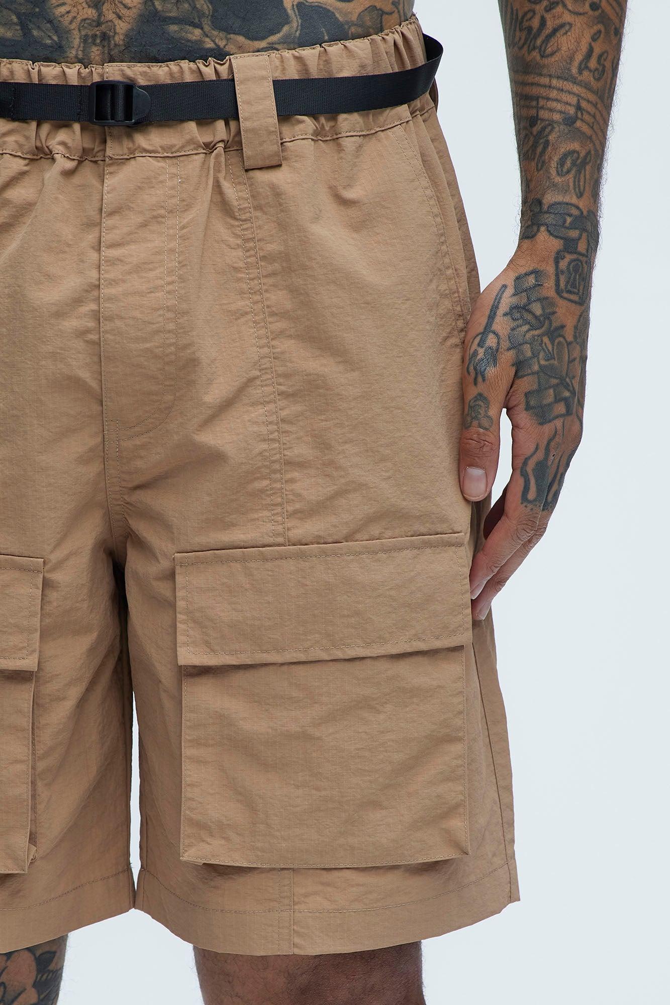 Adjustable Ripstop Cargo Shorts - Tan Product Image