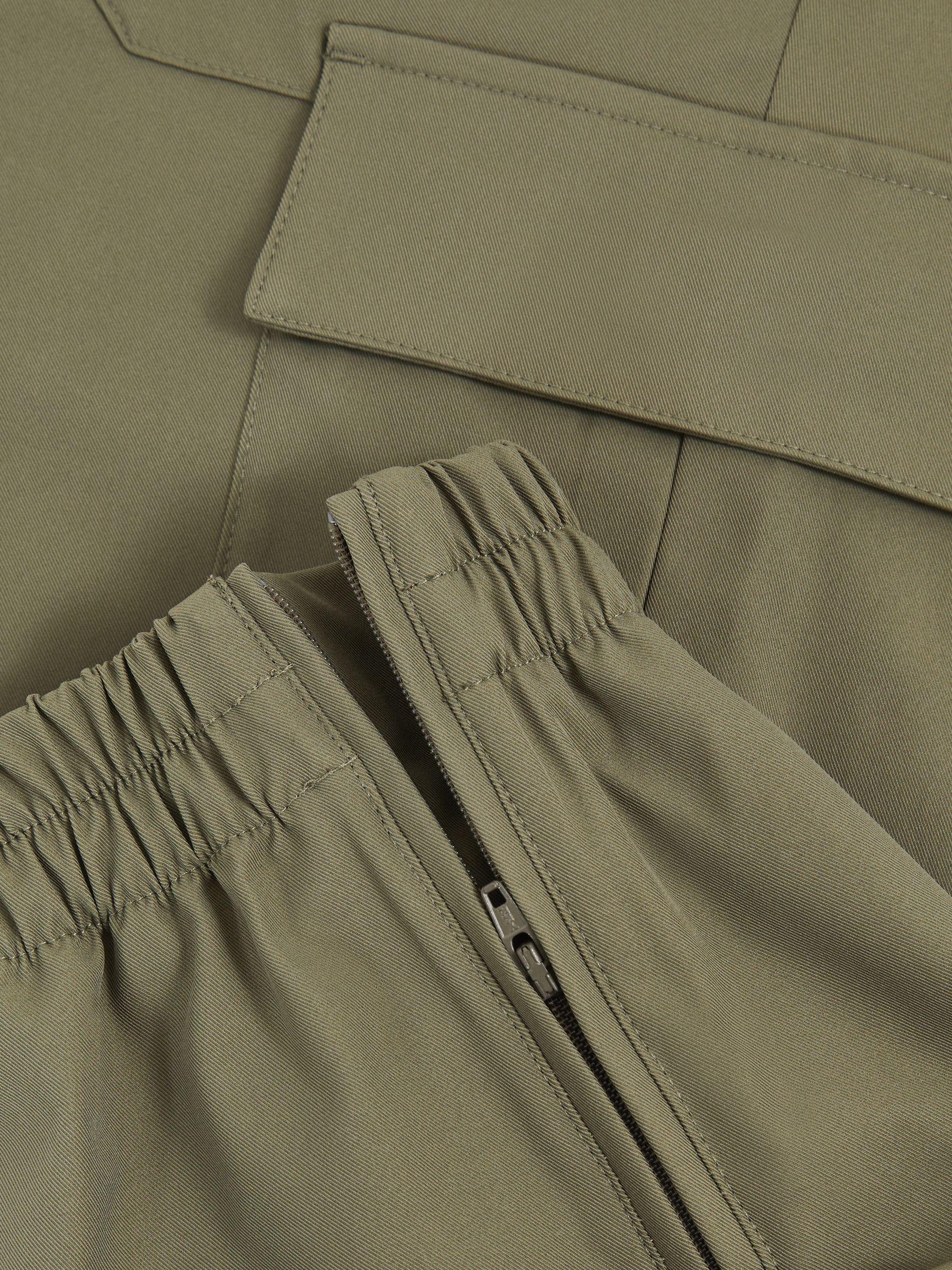 Technical Cargo Drawstring Trousers in Olive Product Image