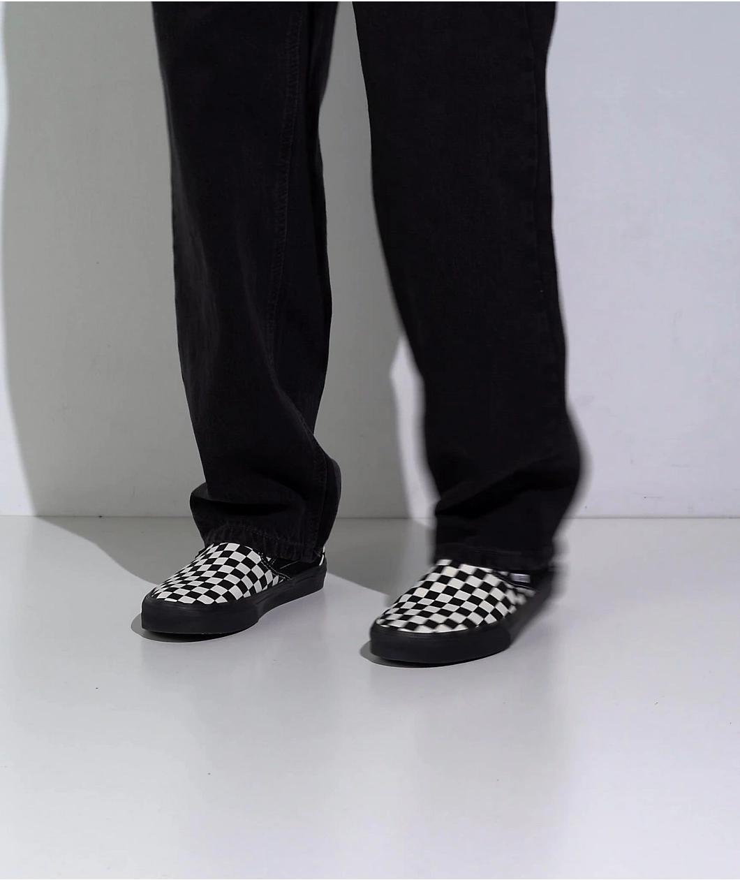 Vans Classic Slip-On Checkerboard White & Black Skate Shoes Product Image