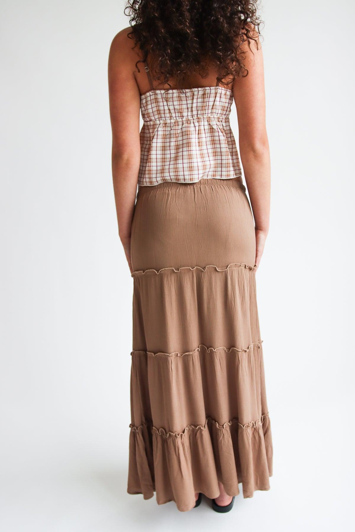 Ruffle Trim Tiered Maxi Skirt Product Image