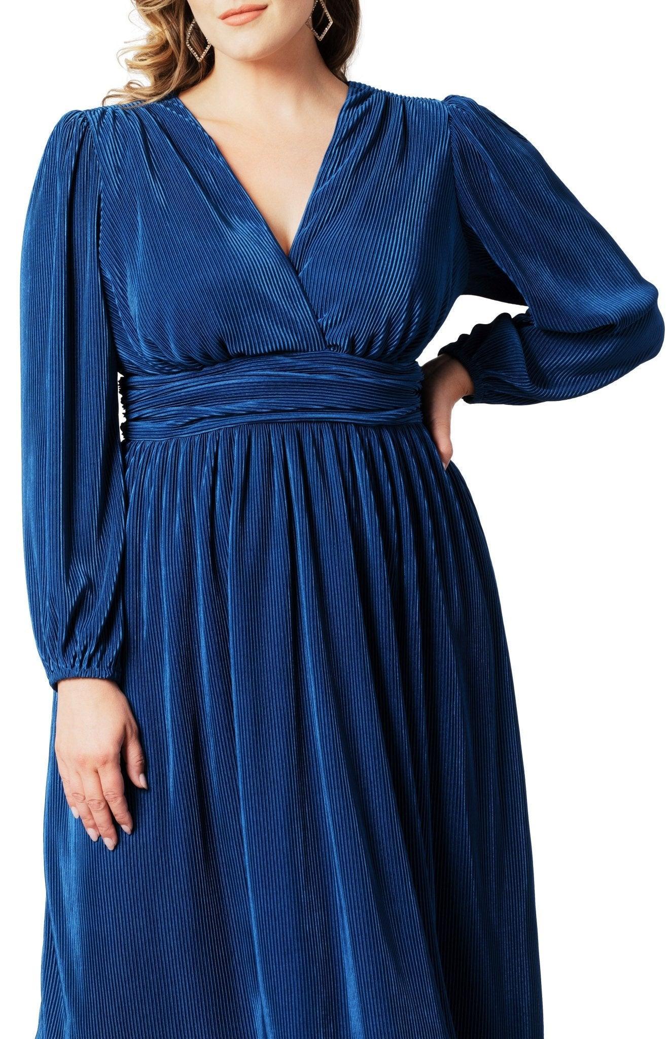 Sophie Long Sleeve Pleated Cocktail Dress - Plus Product Image