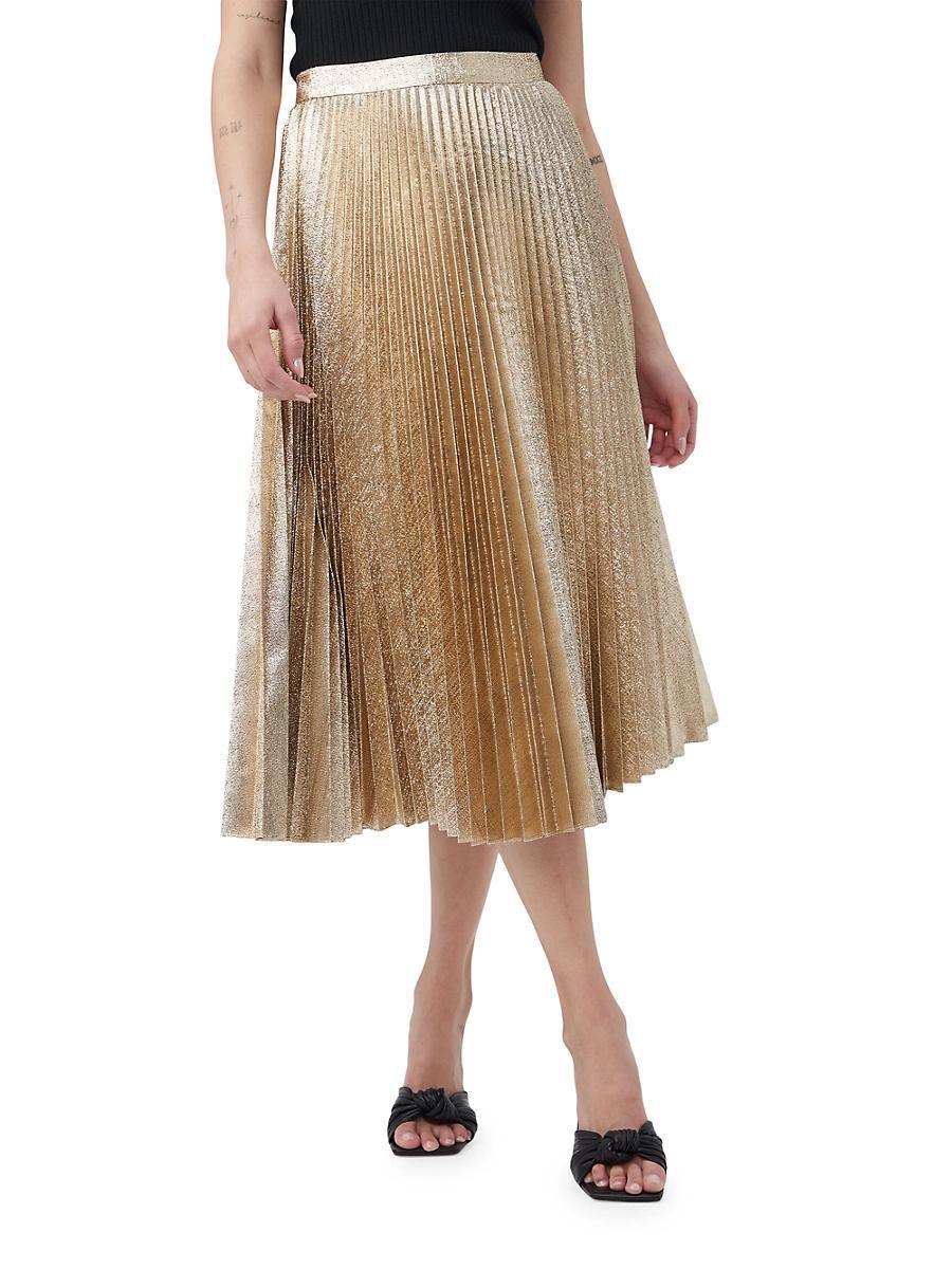 Womens Faye Metallic Pleated Midi-Skirt Size 0 Product Image