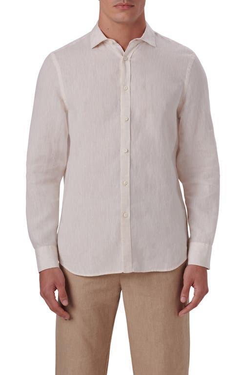 Mens Solid Linen Shaped Sport Shirt Product Image