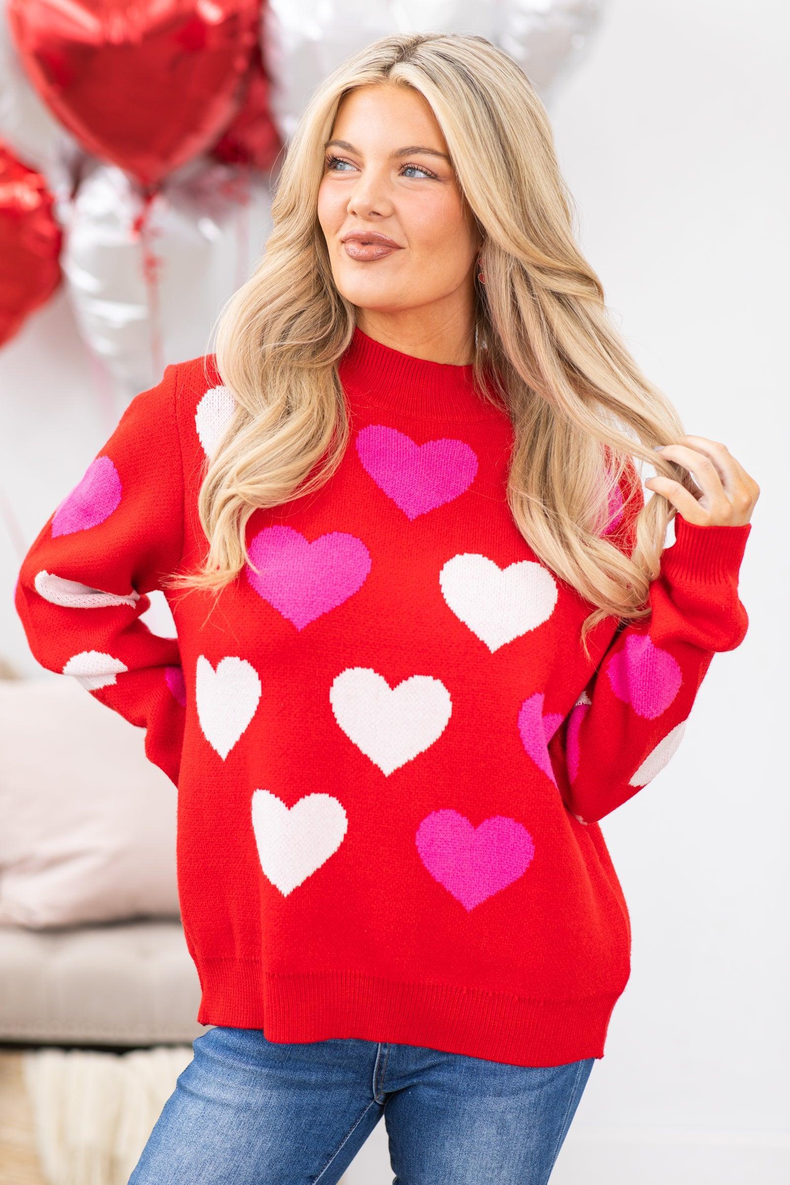 Red Heart Pattern Intarsia Sweater Product Image