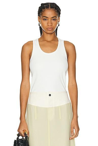 BOTTEGA VENETA Ribbed Cotton-blend Jersey Tank Top In Chalk Product Image