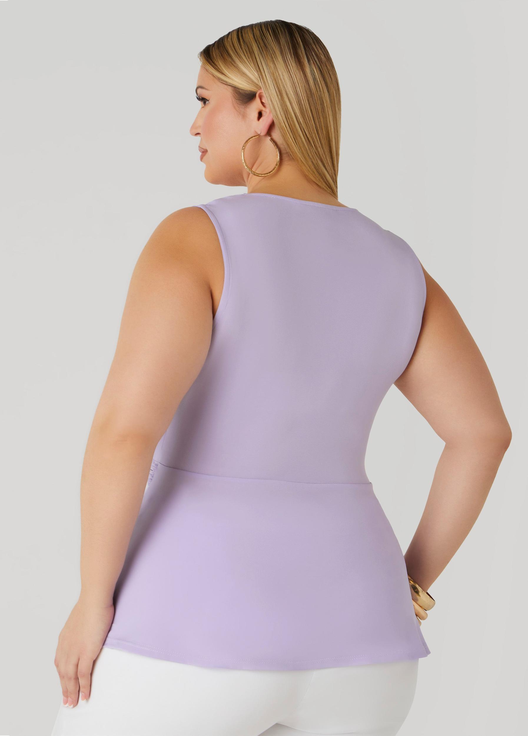 Plus Size Tie Front Peplum Top Ashley Stewart Product Image