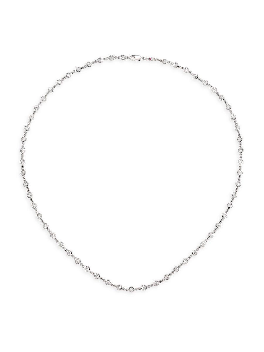 Womens 18K White Gold & Diamond Station Necklace Product Image