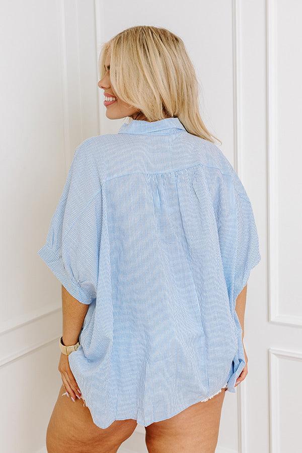 Casually Chic Stripe Button Up In Sky Blue Curves Product Image