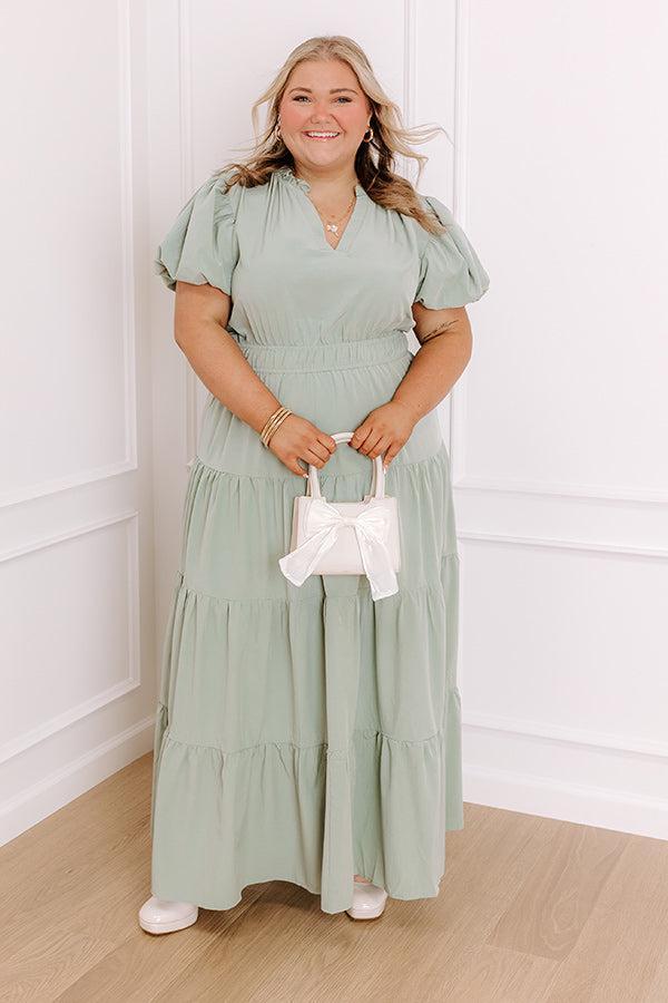 Simply Sweet Maxi Dress in Sage Curves Product Image
