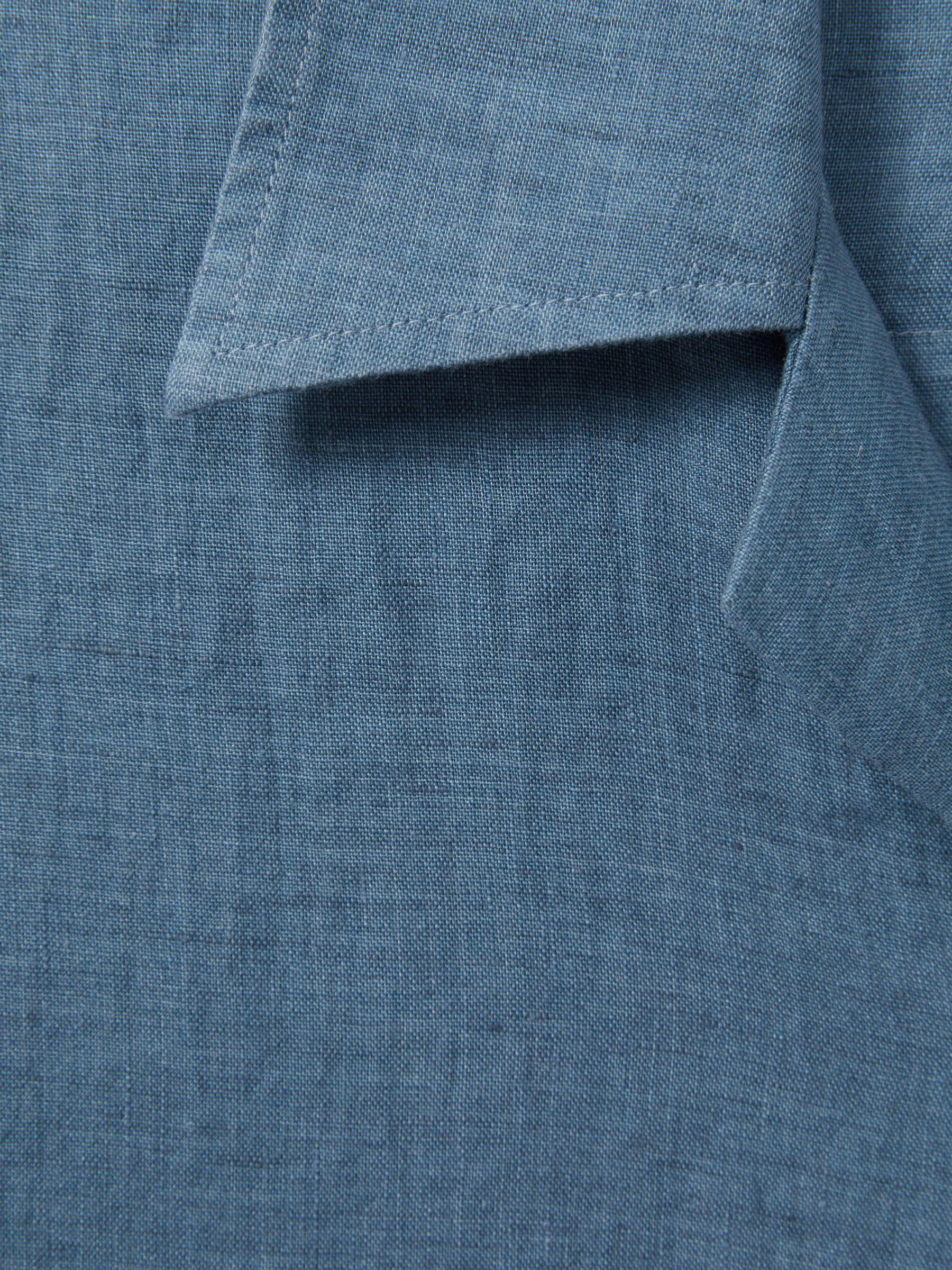 Relaxed Linen Cuban Collar Shirt in Denim Blue Product Image