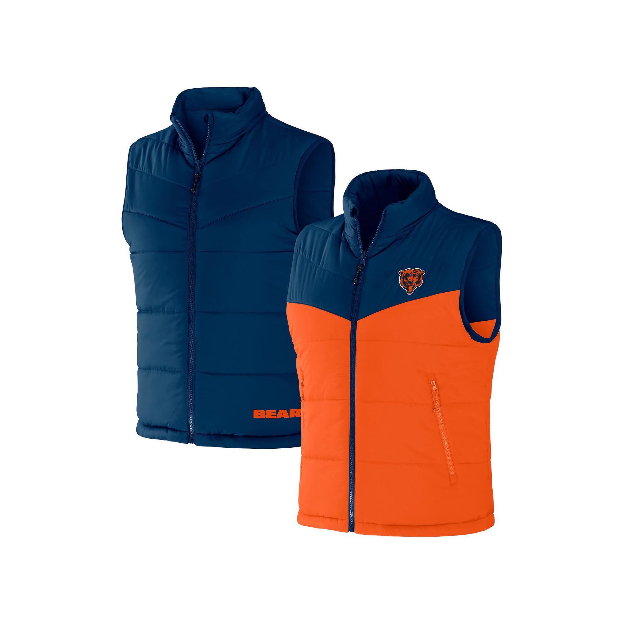 Men's NFL x Darius Rucker Collection by Fanatics Navy Chicago Bears Colorblocked Full-Zip Vest, Size: Small, Blue Product Image