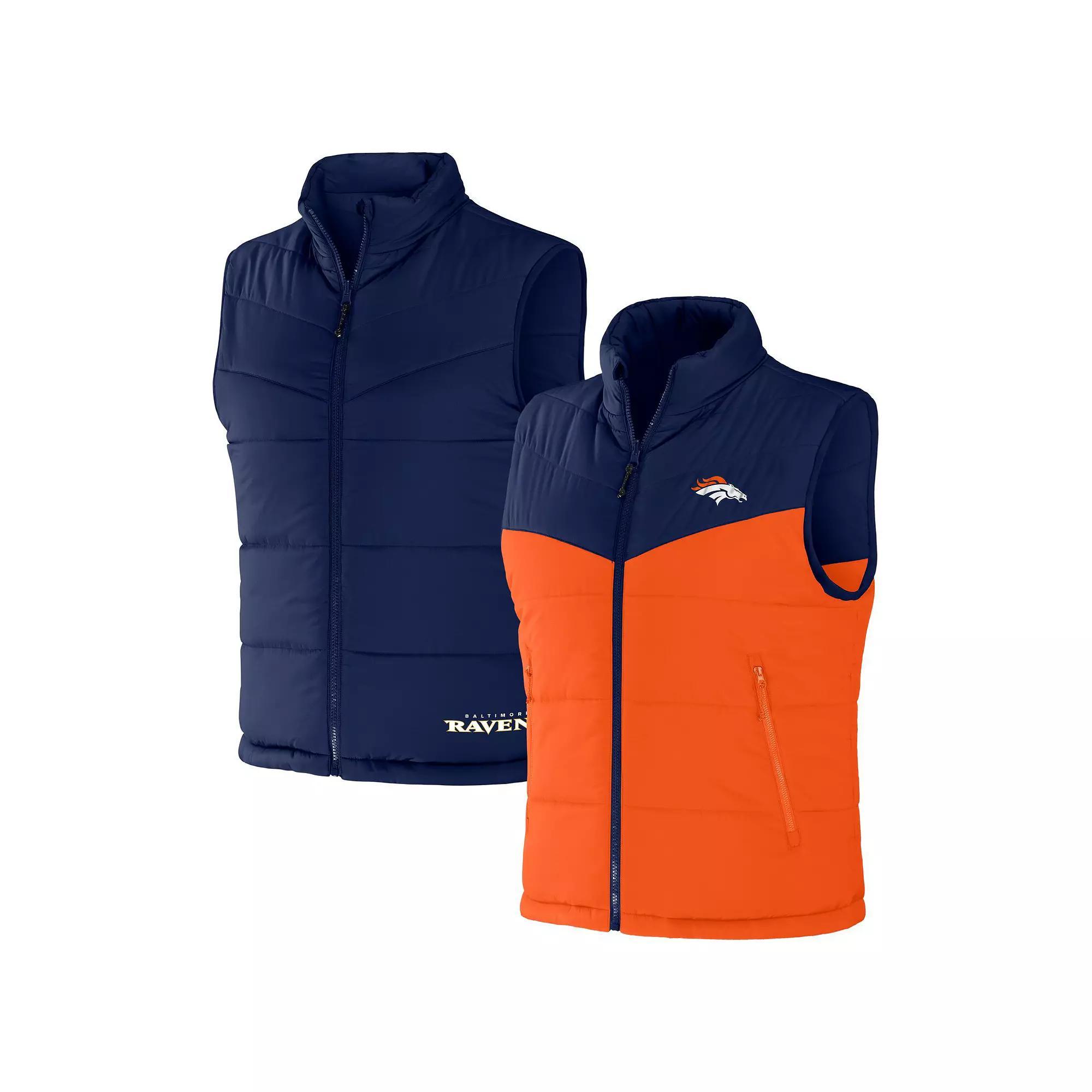 Men's NFL x Darius Rucker Collection by Fanatics Navy Denver Broncos Colorblocked Full-Zip Vest, Size: XL, Blue Product Image
