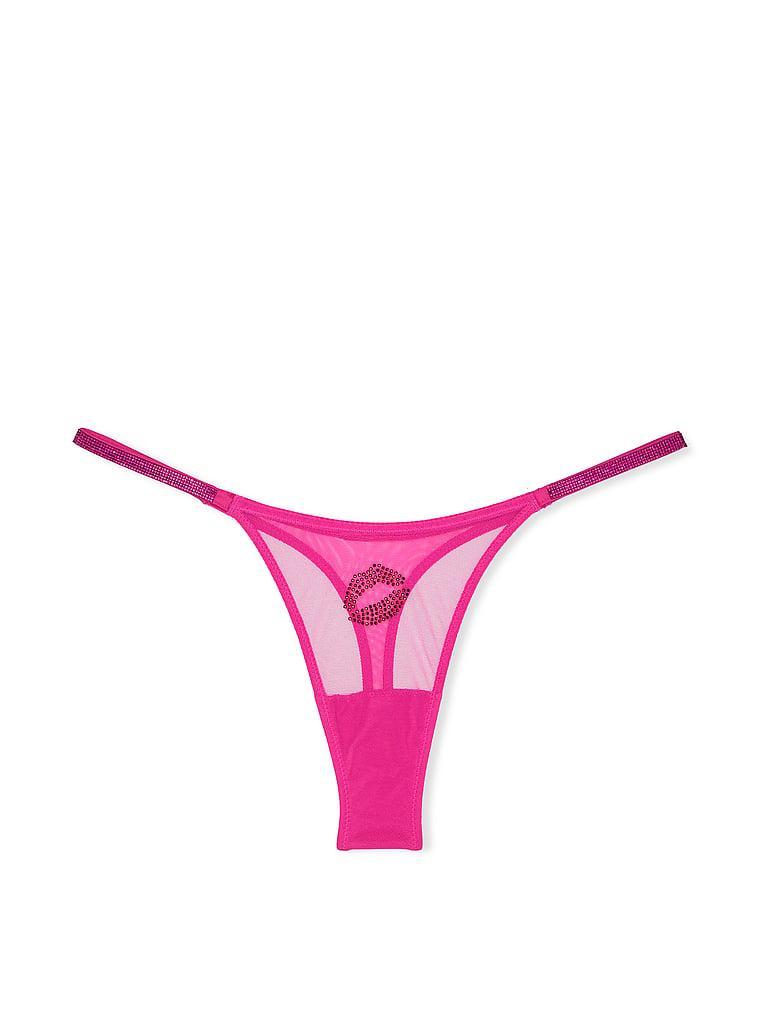 Flirty Mesh Shine Strap Thong Panty Product Image