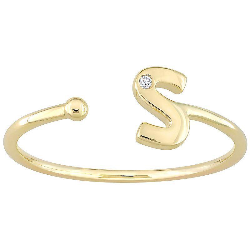 Stella Grace 10k Gold Diamond Accent Initial Open Ring, Womens Product Image