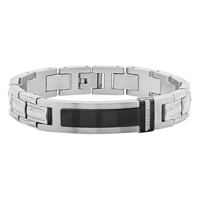 Mens Jewelry Nation Stainless Steel Diamond Accent ID Bracelet Black Stainless Product Image