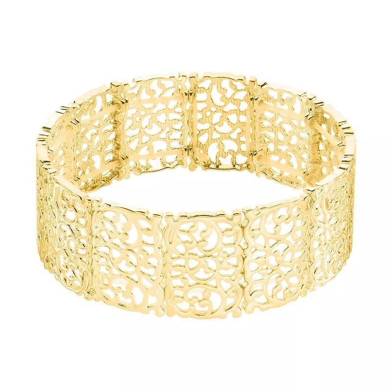 LC Lauren Conrad Gold Tone Filigree Panels Stretch Bracelet, Womens, None Product Image