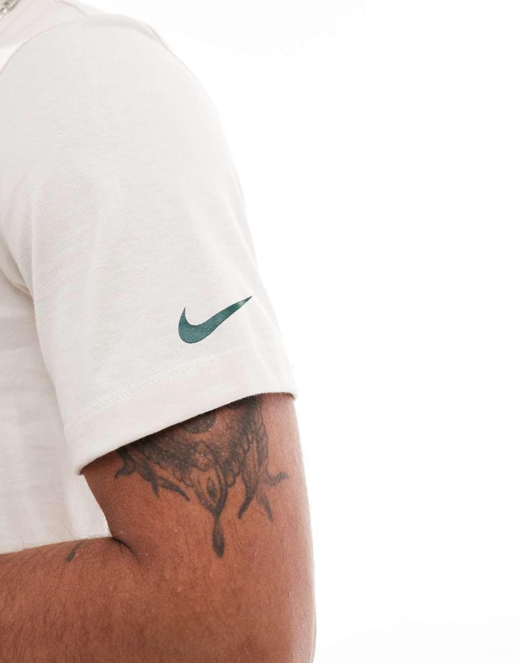 Nike Block 2.0 logo t-shirt in beige and green Product Image