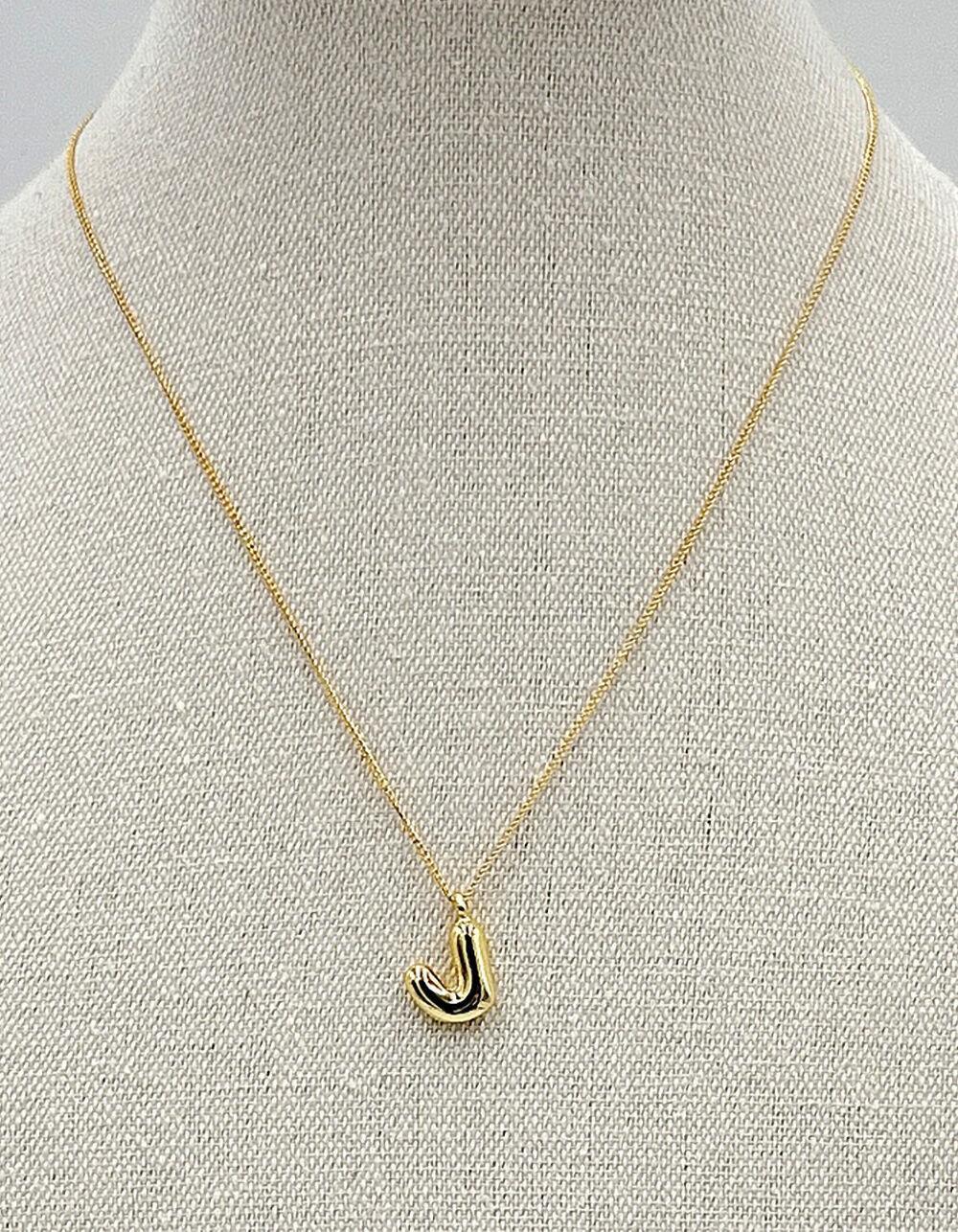 DO EVERYTHING IN LOVE 14K Gold Dipped J Initial Bubble Necklace Product Image