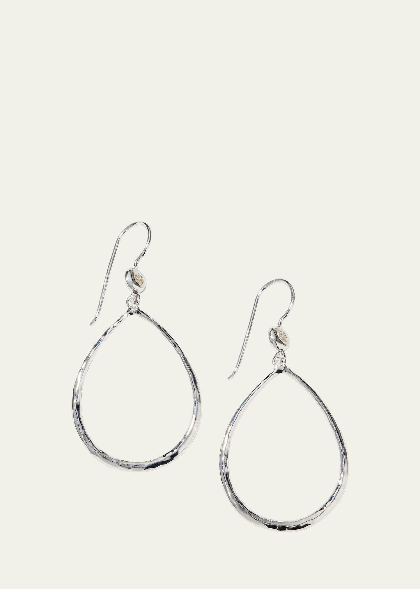 Teardrop Earrings in Sterling Silver with Diamonds Product Image